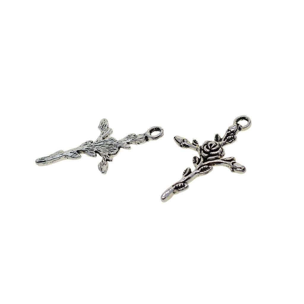 50 Pieces Tibetan  Floral  Charms Pendants for DIY Jewelry