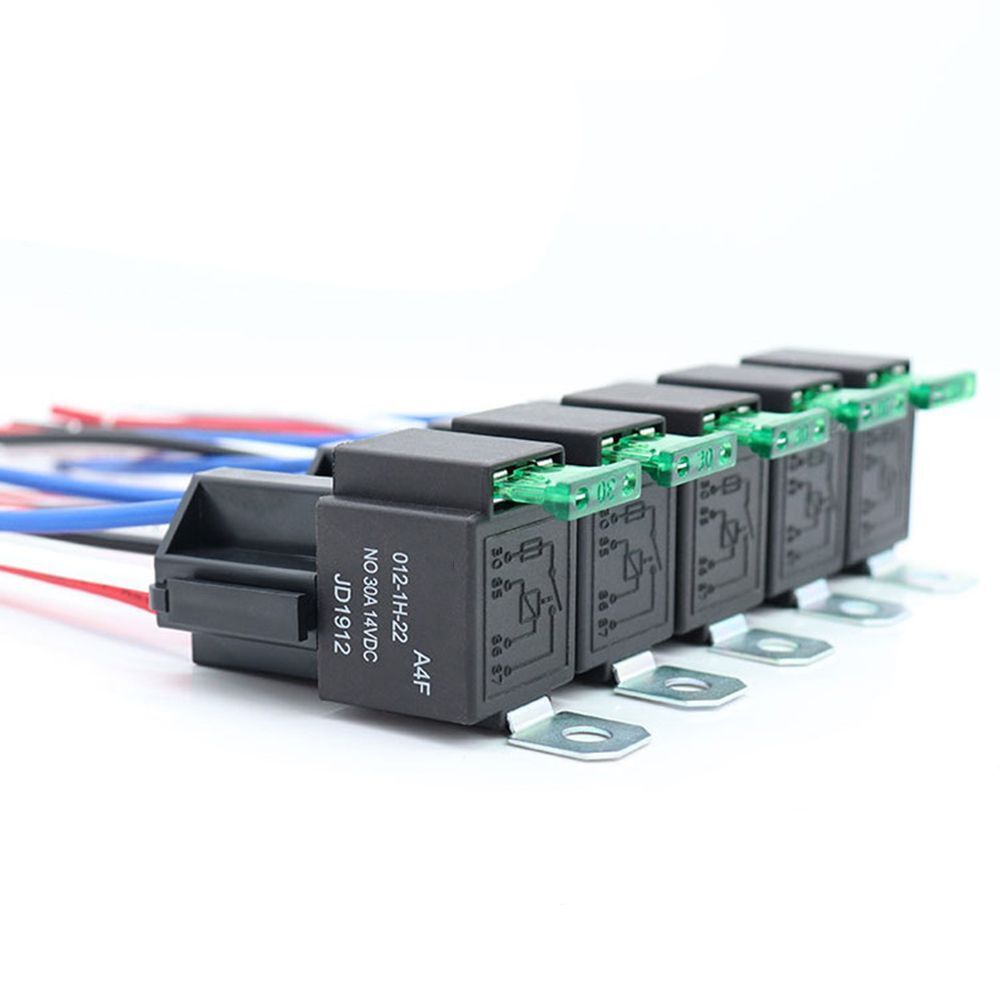 Car Fuse Relay Automotive Electrical Relays with 14AWG Wires 12V 5-Pin 30A SPST
