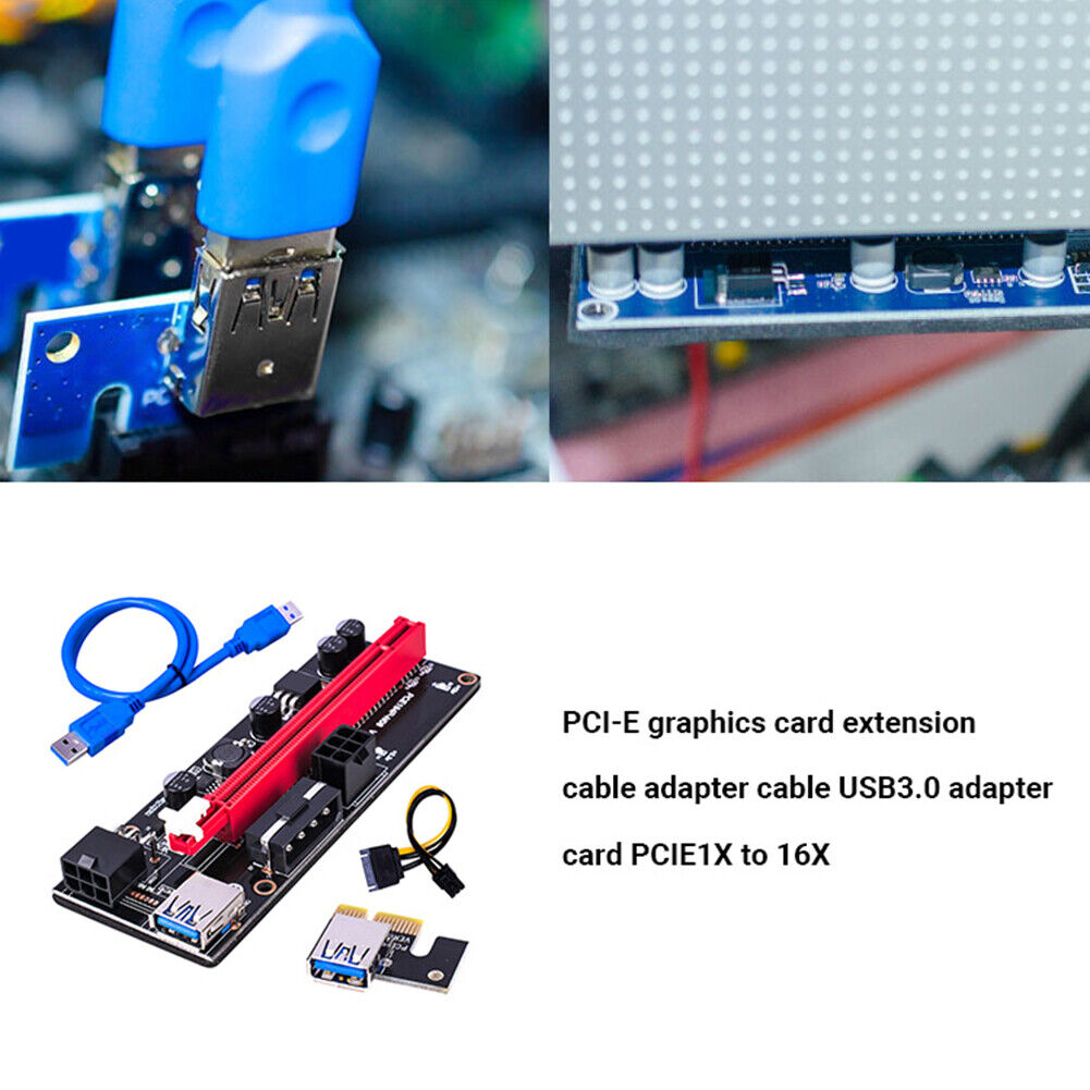 Ver009S PCI-e Riser Card PCI Express 1X to 16X Adapter USB 3.0 Data Cable