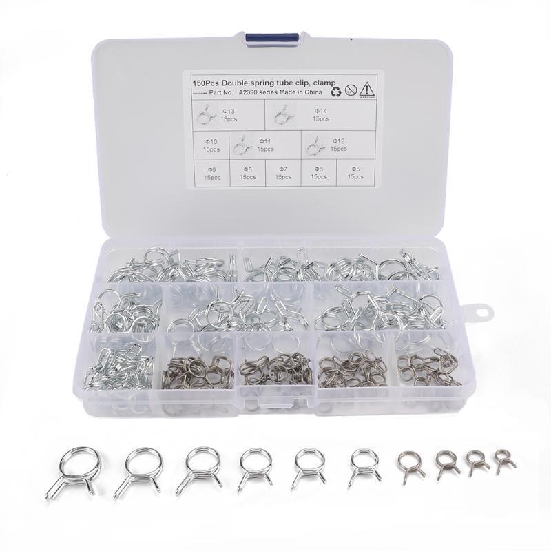 150Pc ?5-?14 Spring Clips Fuel Oil Water Hose Gas Clip Pipe Tube Clamp Fastener