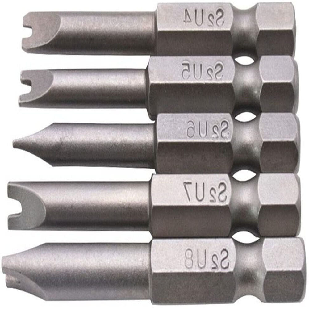 5pcs 50mm U4-U8 S2 Alloy Steel Magnetic U Shaped Electric Screwdriver Bits