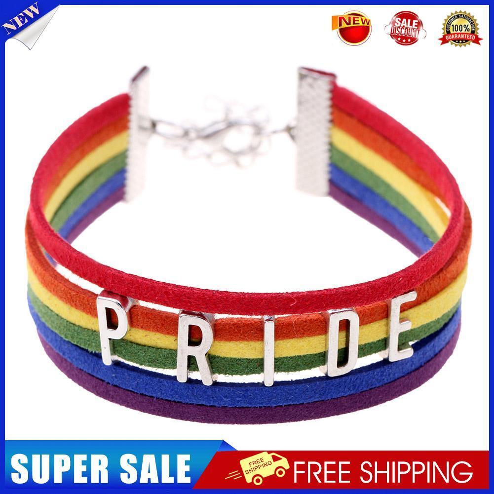 Women Men Simple Letters Handwoven Colorful Rainbow Bracelet Jewelry(1)