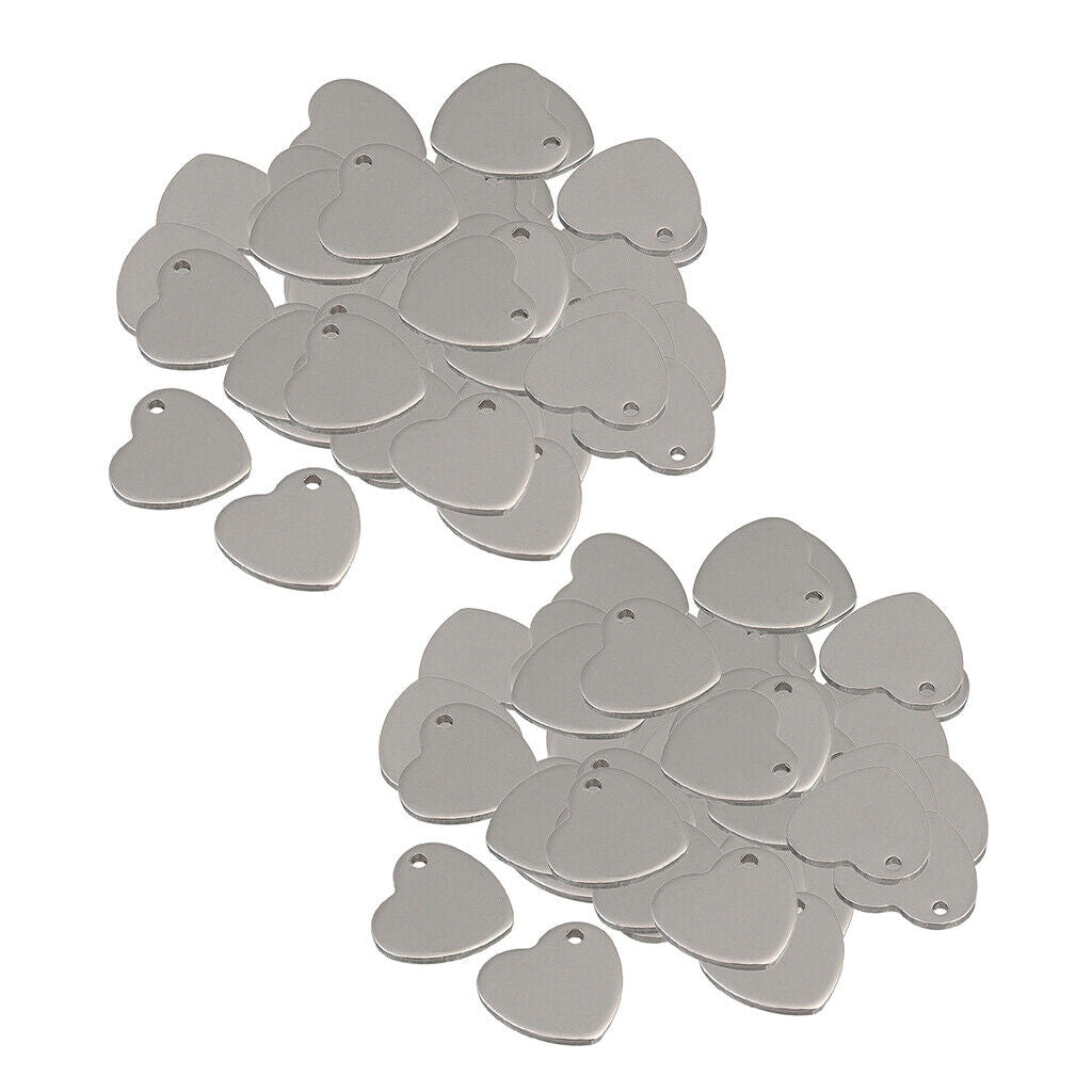 100 * 14mm  Flat Heart Blank Stamping Charms Tag Pendants Jewelry Making
