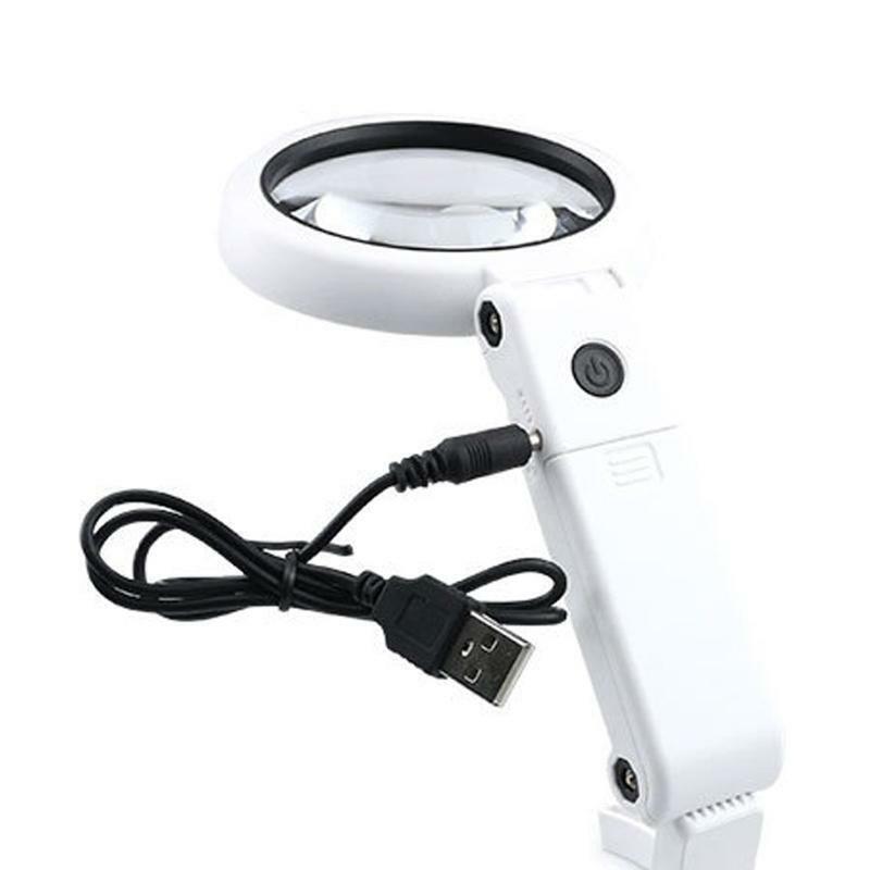 5X 11X Handheld Folding Lamp Loupe Magnifier Reading Portable with 8 LED Lights