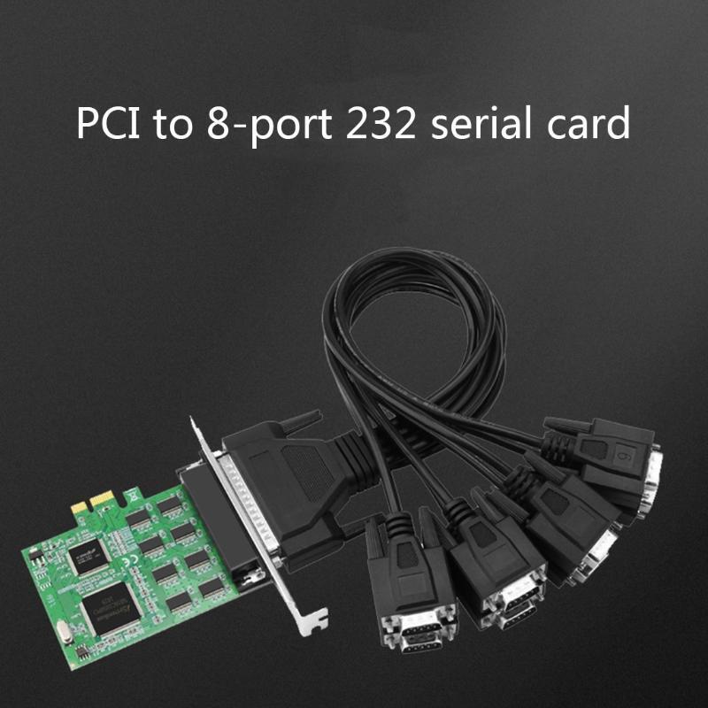 PCIe to 8 Port DB9 RS232 Serial Port Add On Card DB9in COM Adapter 16C1058 Chip