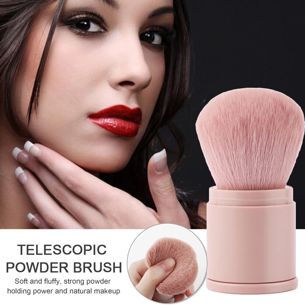 1pcs Makeup Brushes Retractable Powder Foundation Face Loose Brush (Pink)