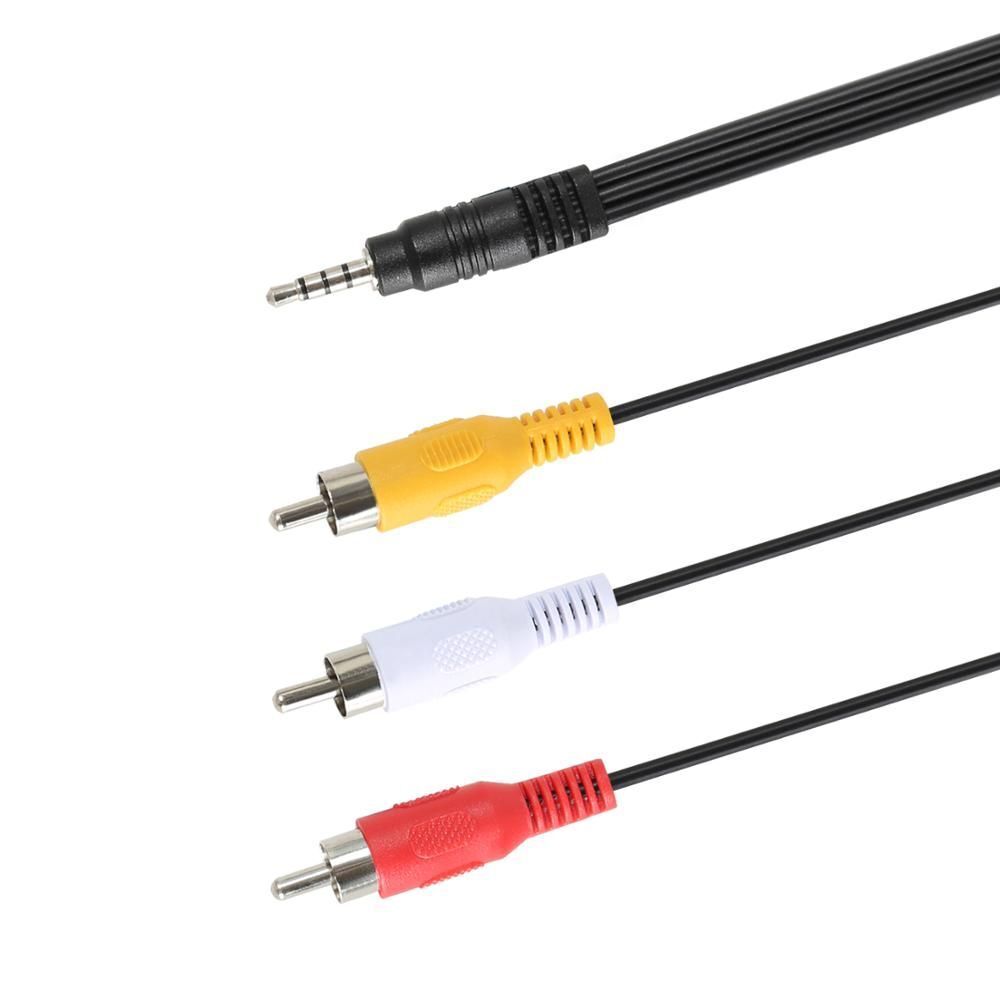 to Male Laptop Audio Video 3.5mm Jack to 3 RCA AUX Cable AV Cable Adapter Wire