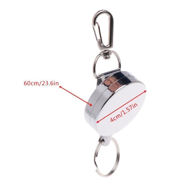 Fishing Zinger Retractor Key Ring Reel Holder Retractable Steel Cable Full Metal