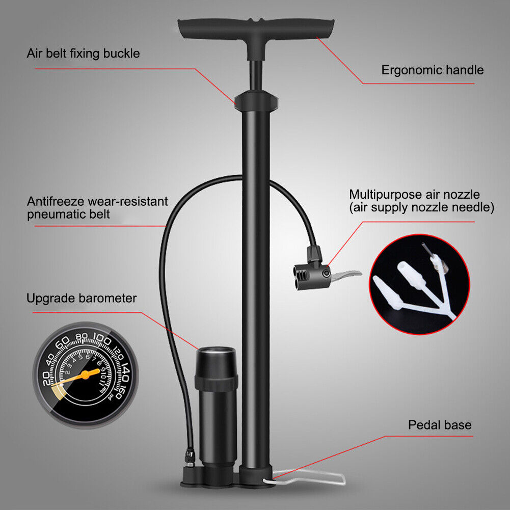 High Pressure 140psi Hand Floor Pump Manual Bicycle Cycling Tire Air Pump