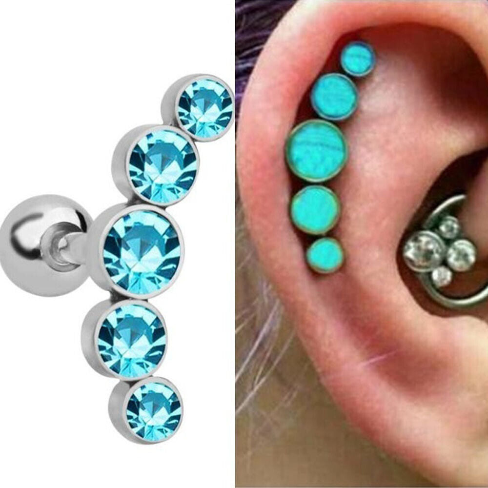 Opal 16G Women Cartilage Helix Tragus Stud Earrings Ear Piercing Body Jewelry
