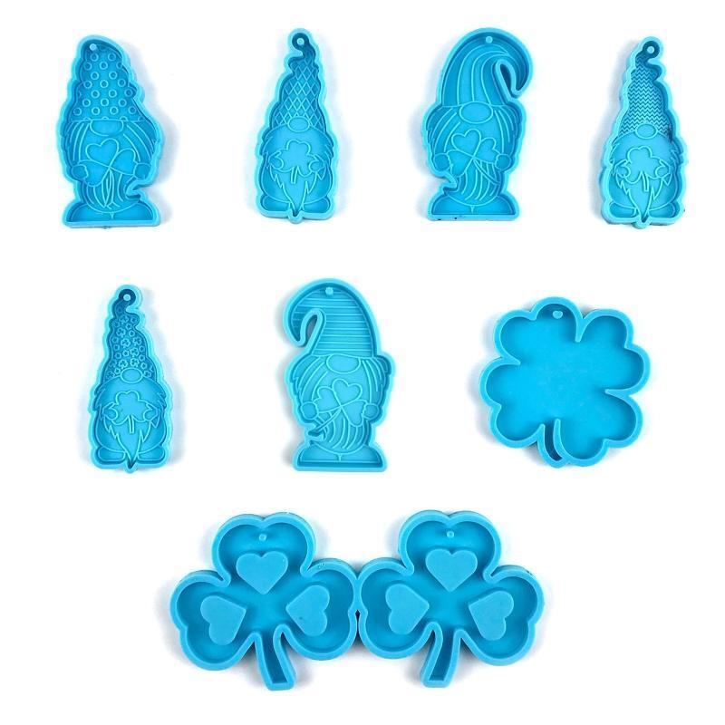8 Pcs Glossy Silicone Molds Patrick's Day Keychain Mold Pendant Jewelry Molds
