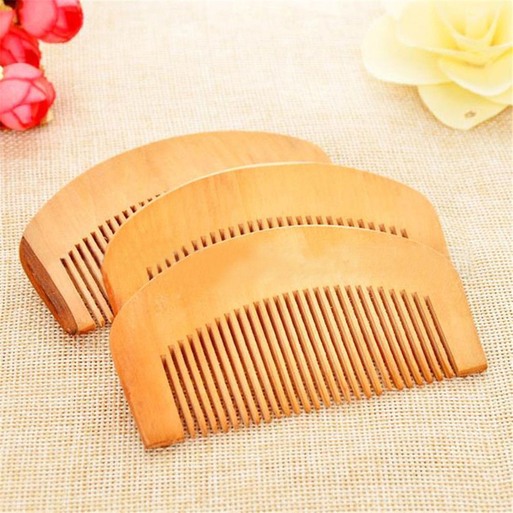 Hairdressing Beard Hair Comb Peach Wood Mustaches Brush Fine Coarse Teeth