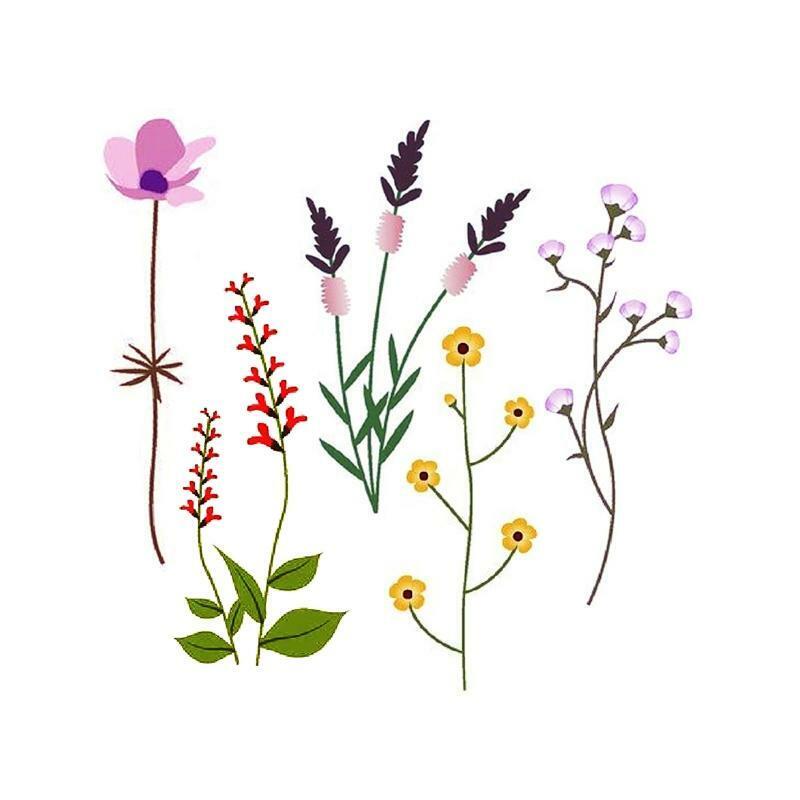 Blossom Flower Grass Metal Cutting Dies Wild Plants Embossing Stencil Template