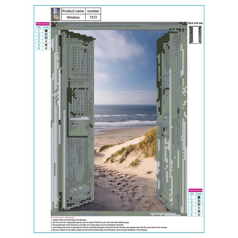 Seaside Doors 5D DIY Round Diamond Painting Embroidery Cross Stitch Mosaic