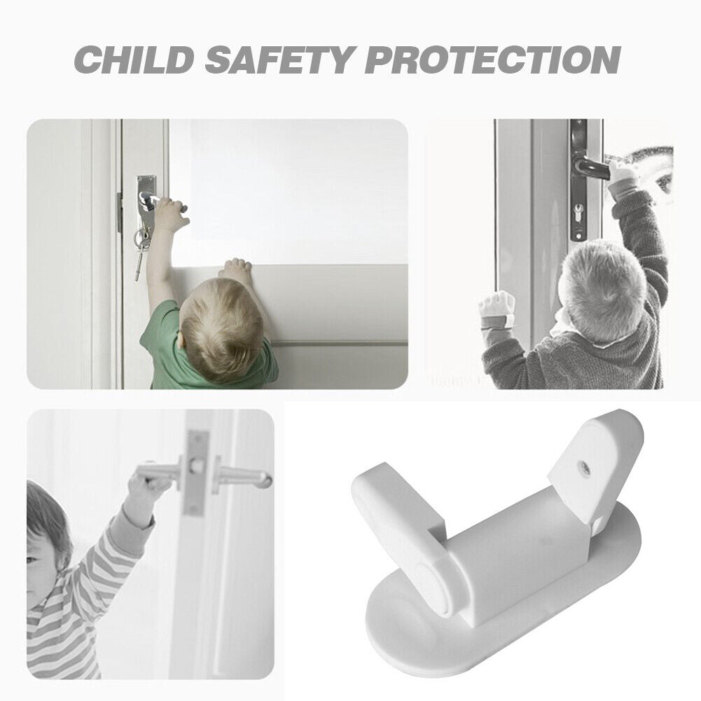 Door Lever Lock Baby Proofing Security Self-Adhesive -Door Knob Handle Lock