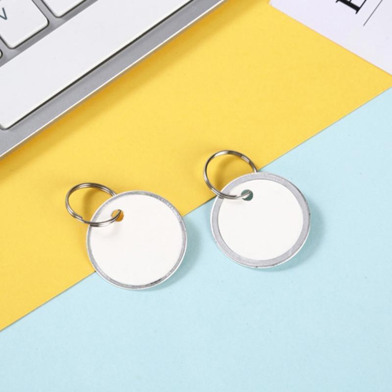 50Pieces/Set Round Tags Paper Labels Blank Hang Tags with Metal Rim & Keyring