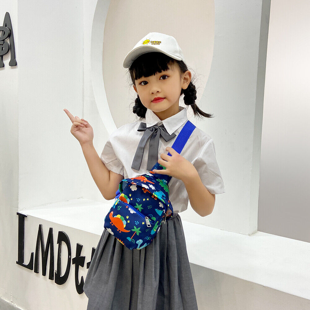 Cute Cartoon Print Chest Bag Children Mini Hats Nylon Messenger Bags (Blue)