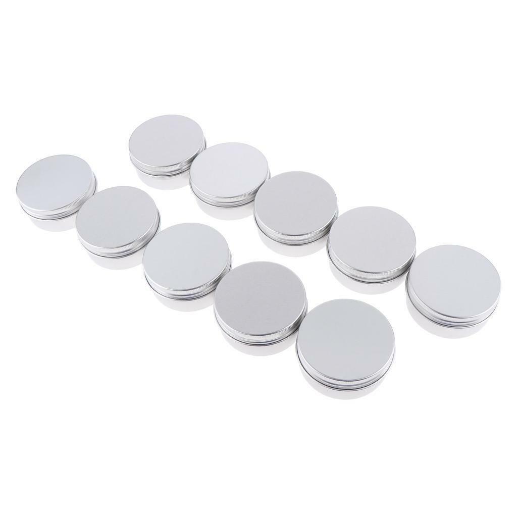 10Pcs 50ml Aluminum Round Lip  Tin Storage Jar Containers with Screw