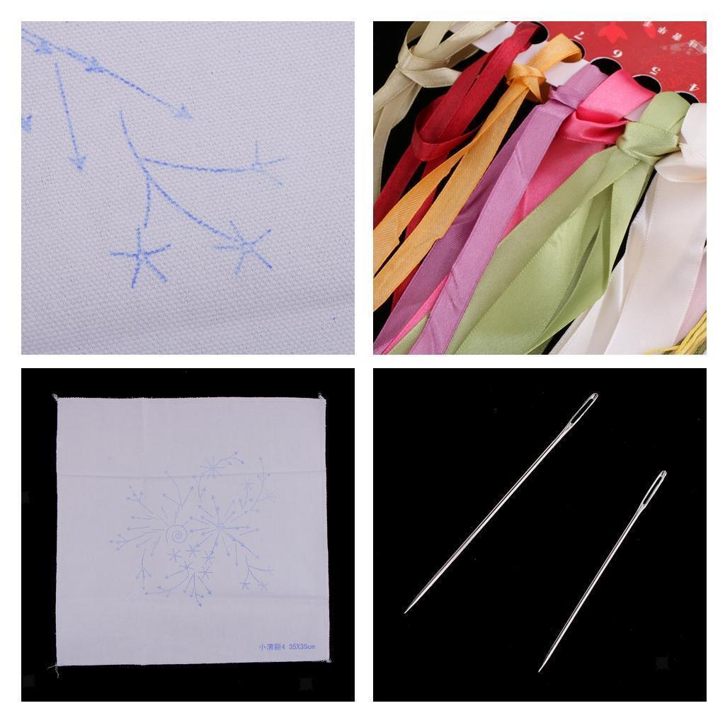 Set of 4 Ribbon Embroidery Kits DIY Flowers    Work