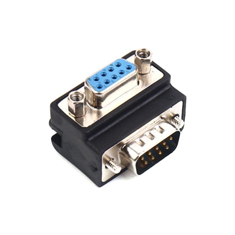 RS 232 DB9 9 Pin Male to Female Coupler Serial Adapter 90 Degree Converter