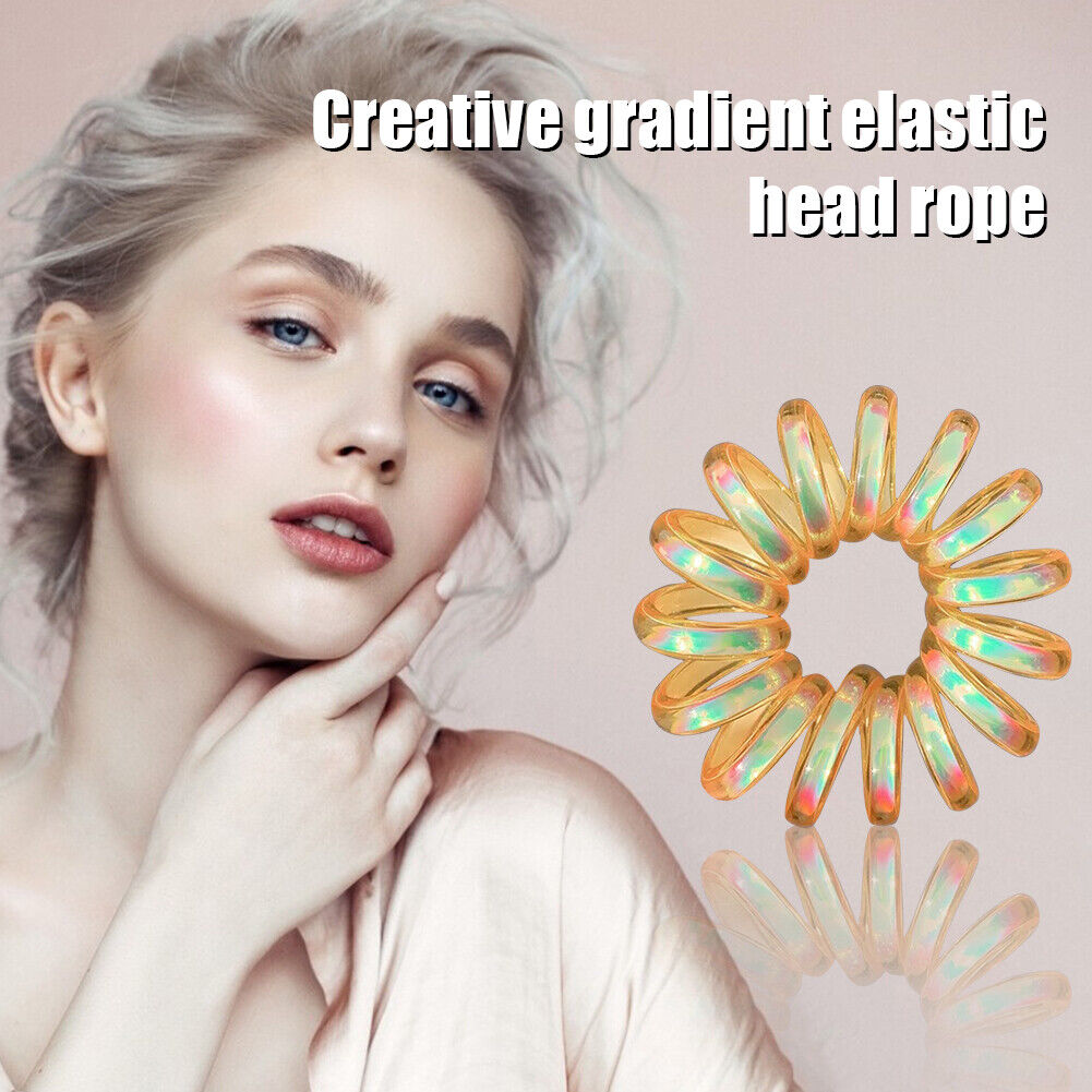 Telephone Wire Elastic Hairbands Women Ponytail Holder Hair Ties (Yellow)