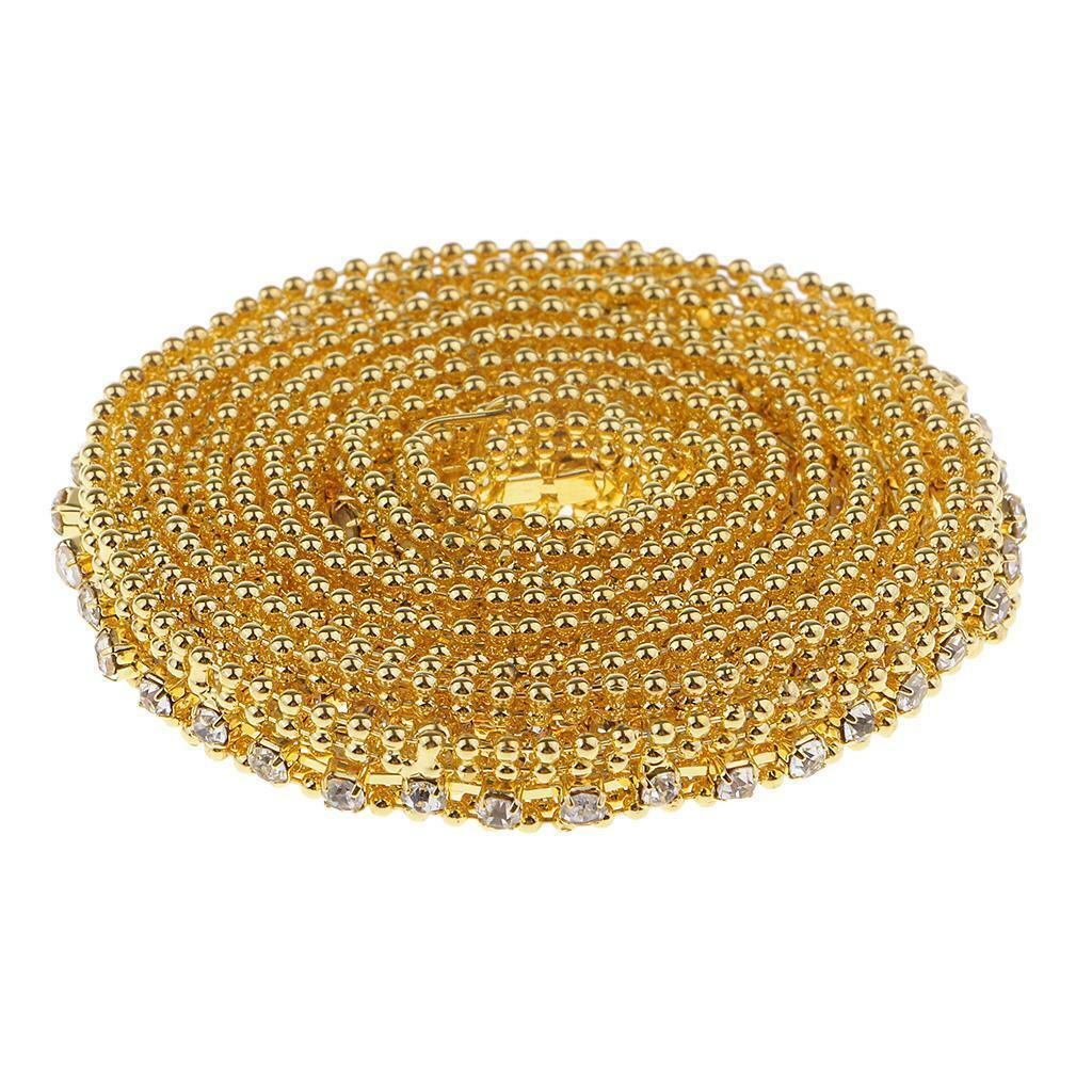 1 Yard Rhinestone Beaded Ribbon Crafts Applique Lace Sewing Trims Chain DIY