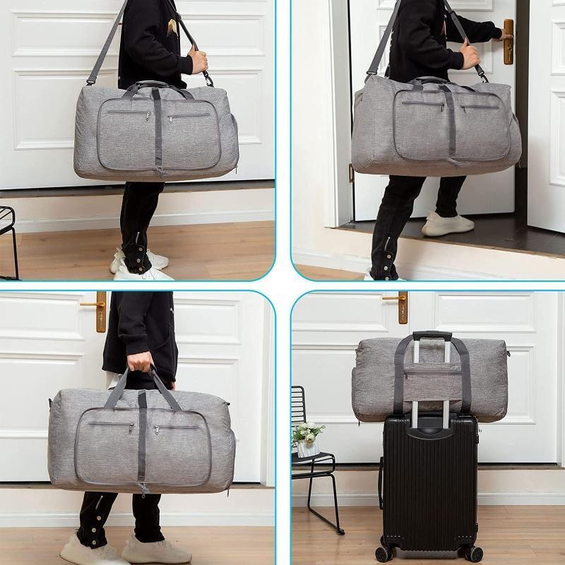 Foldable Travel Bag with Zippers 65L Waterproof Sundries Collection Pouch