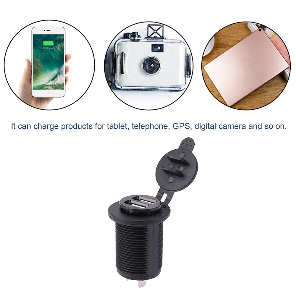 Car Boat Cigarette Lighter Socket 12V Power Outlet 3.1A Dual USB Charger