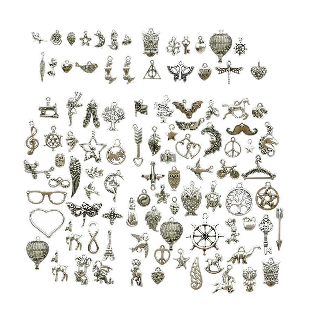 100pcs    Assorted Charms Pendants for Necklace Making DIY