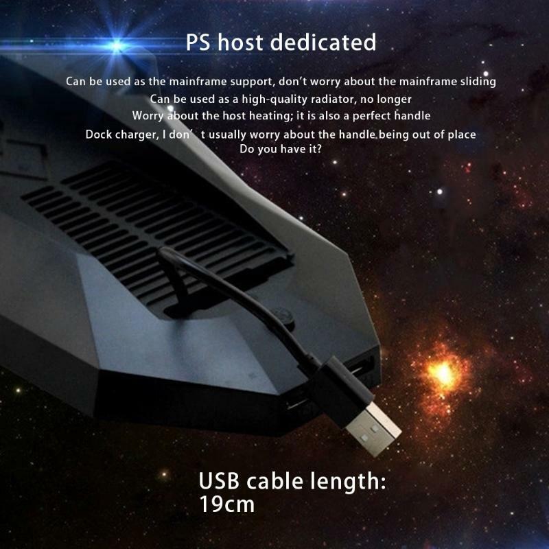 Vertical Display Stand Showcase Cooling Fan Controller Charger Dock for PS4