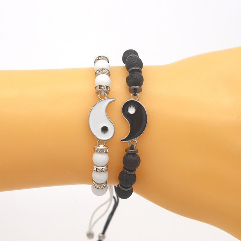 20 Pcs Black and White Alloy Tai Chi Gossip Pendant Necklace Bracelet Pendant