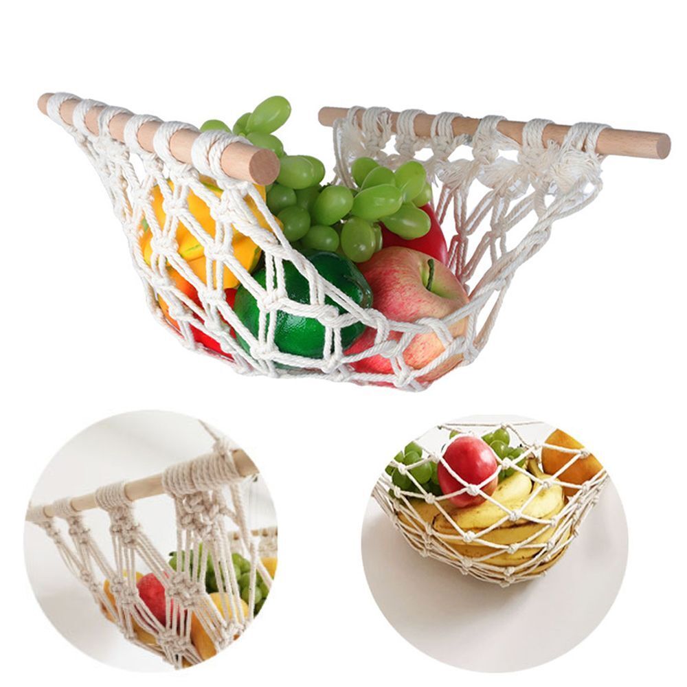 Storage Net Handmade Fruit Vegetable Hammock Woven Fruit Holder Hanging Basket