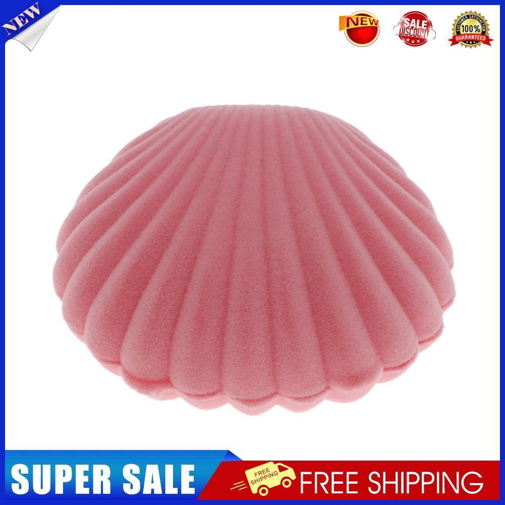 Lovely Women Shell Shape Ring Box Earring Bracelet Jewelry Case Gift (Pink)