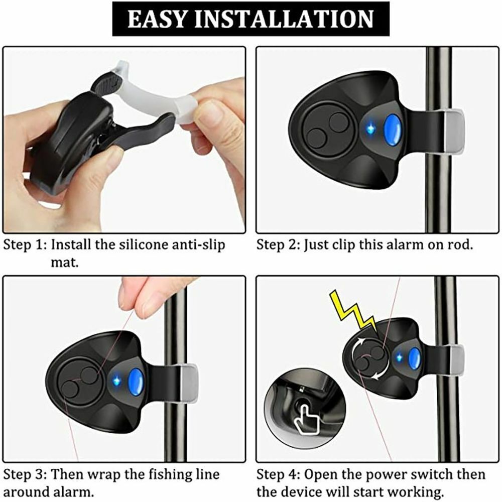 Portable LED Indicator Non-slip Fishing Alarm Siren Buzzer Bite Reminder