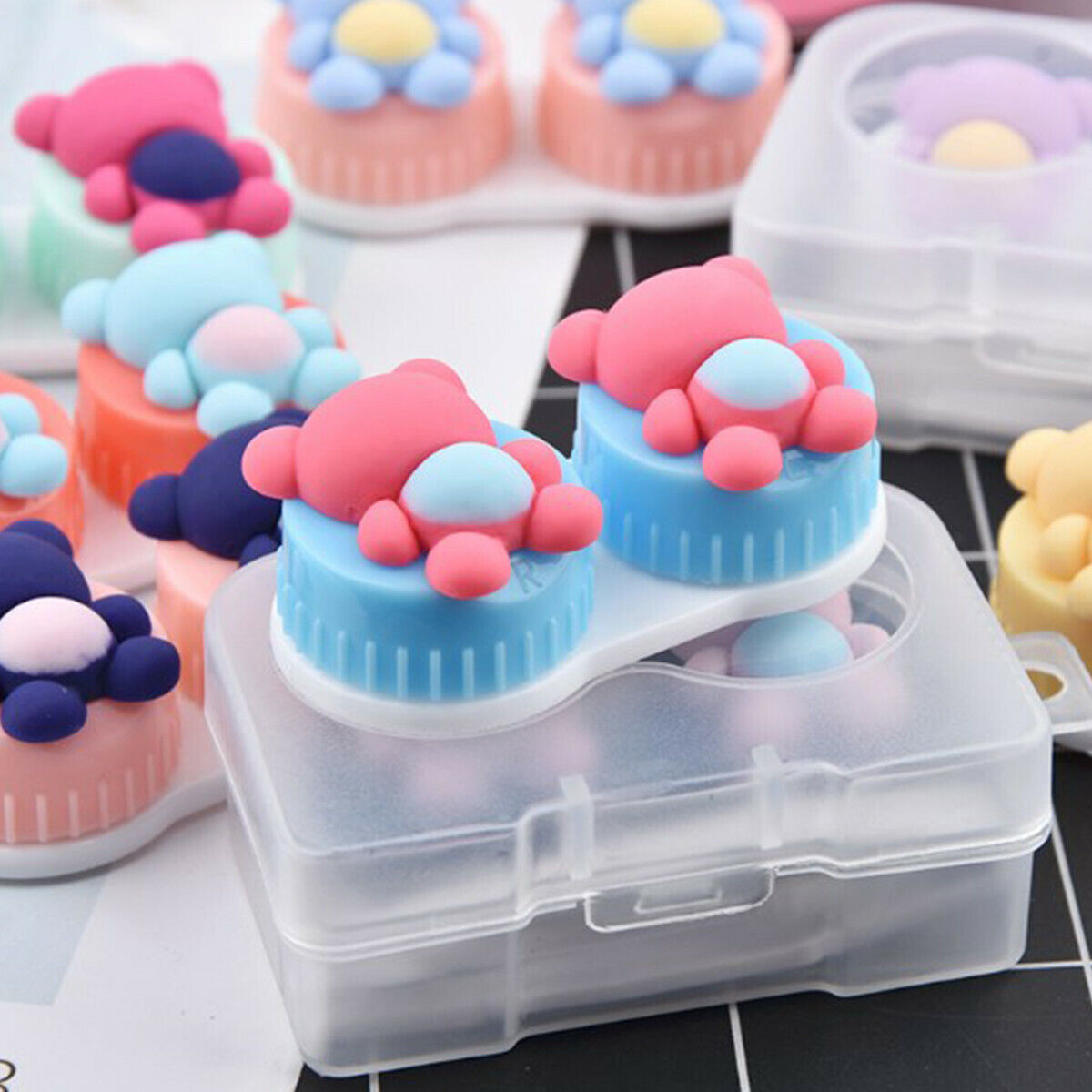 Cute Bear Pocket Mini Contact Lens Case Box Kit Outdoor Travel Holder Container