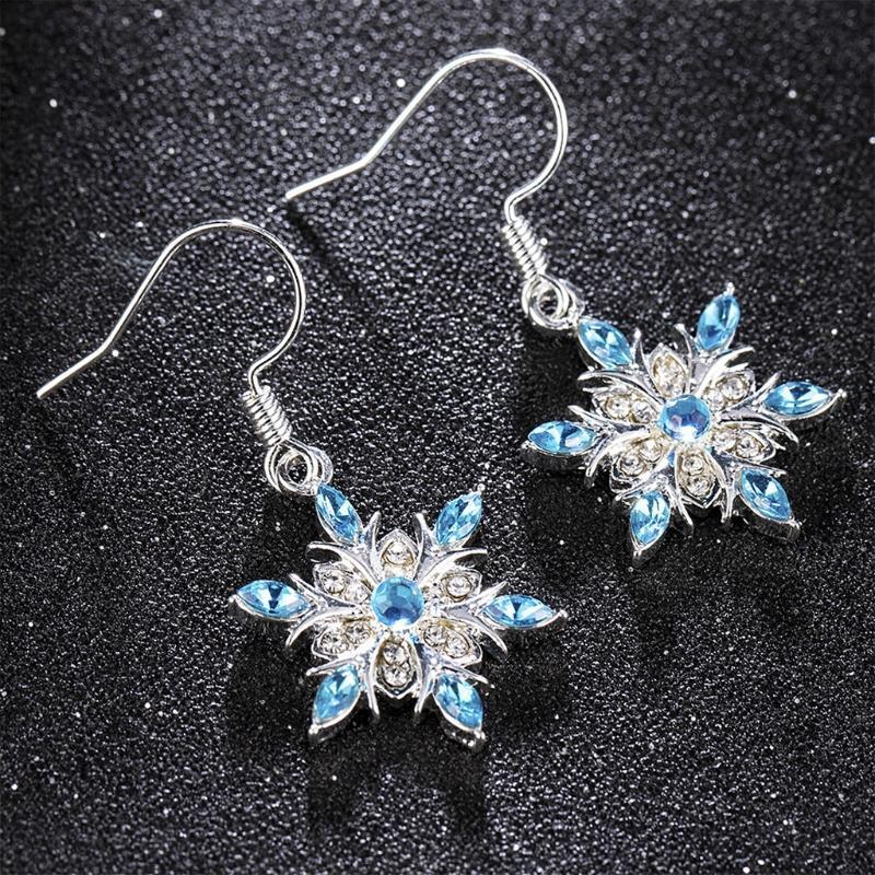 Fashion Snowflake Drop Earrings Crystal Pierced Hook Dangle Earring Jewelry Gift
