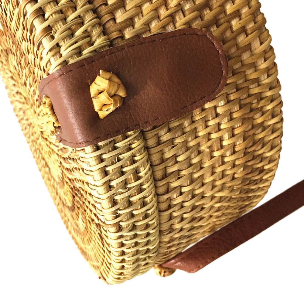 Summer Women Shoulder Bag Round Straw Beach Circle Rattan Messenger Bags-21
