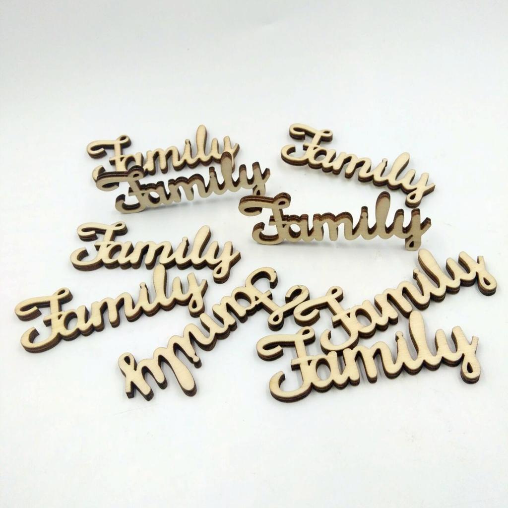 10x  Engraved Family Embellishments Decorative Unfinished Crafts