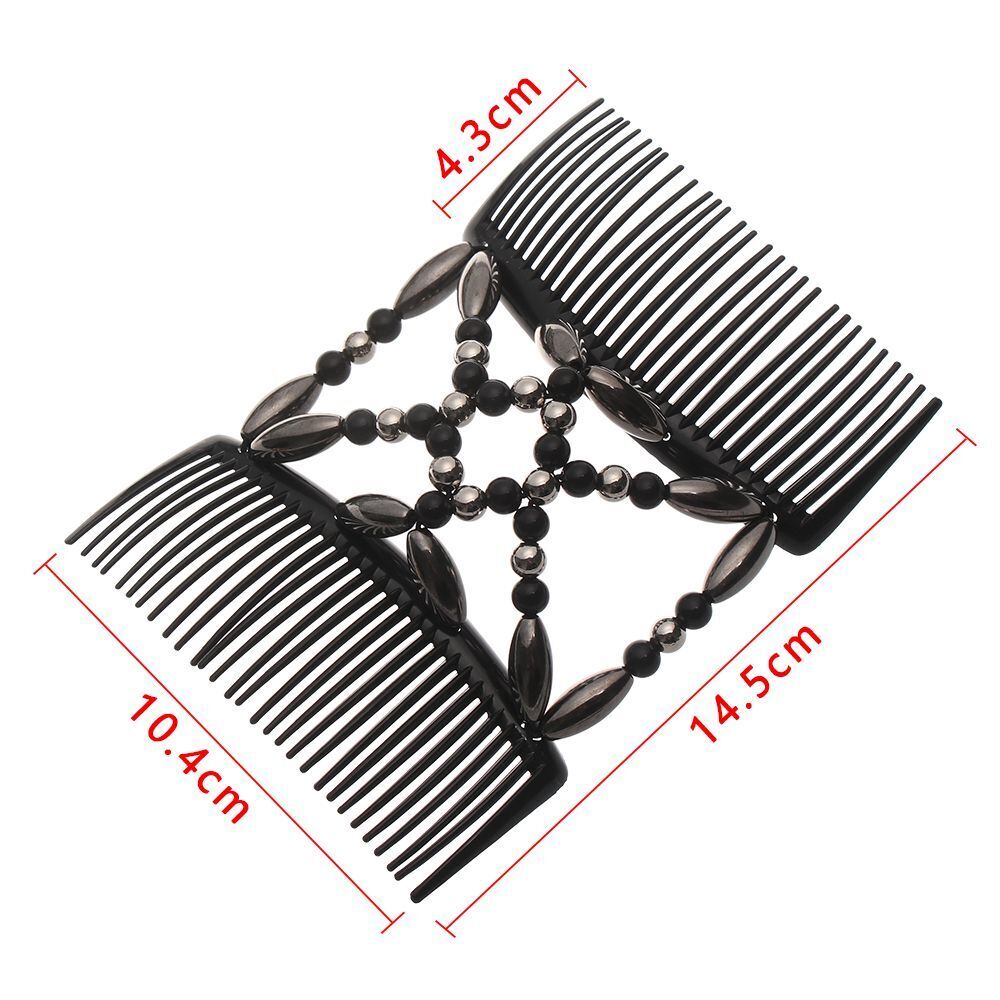 Tool Stretch Beaded Hair Clip Magic Hair Comb Double Comb Elastic Hairpin