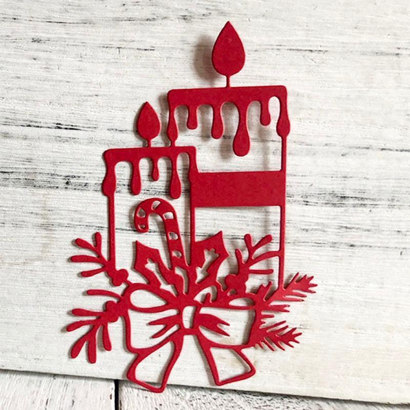 Christmas Candle Flower Metal Cutting Dies Stencil DIY Scrapbooking Album Paper