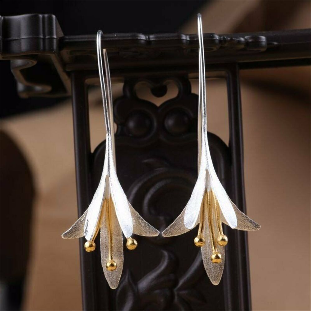 Women Drop Earrings Dangle Stud Jewelry Crack Shell Flower Petal Earrings