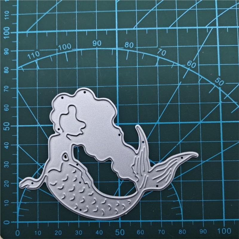 Sea-maid Girl Embossing Metal Cutting Die Stencil Cartoon DIY Scrapbook Template