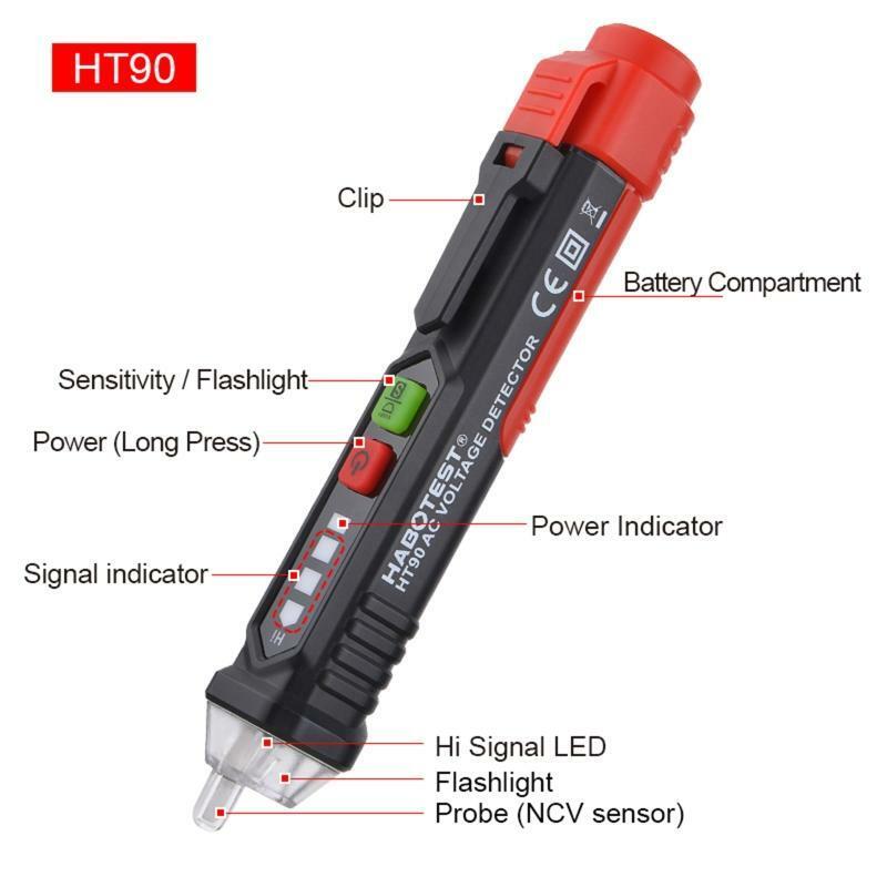 Portable Voltage Tester w/ LED Flashlight Buzzer Alarm for Live/Null Wire Judge