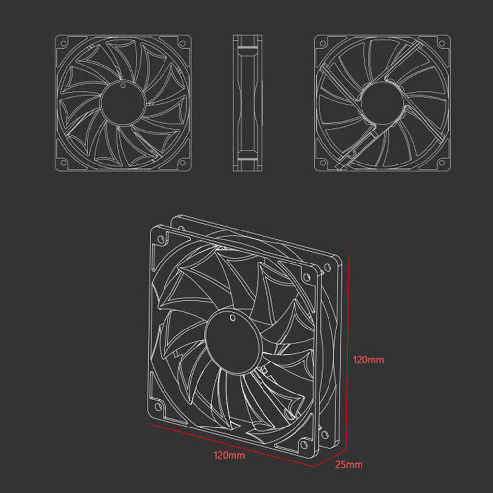 ID-COOLING 4 Pin 120mm Desktop Chassis Fan Computer PC Case PWM Cooler Fan
