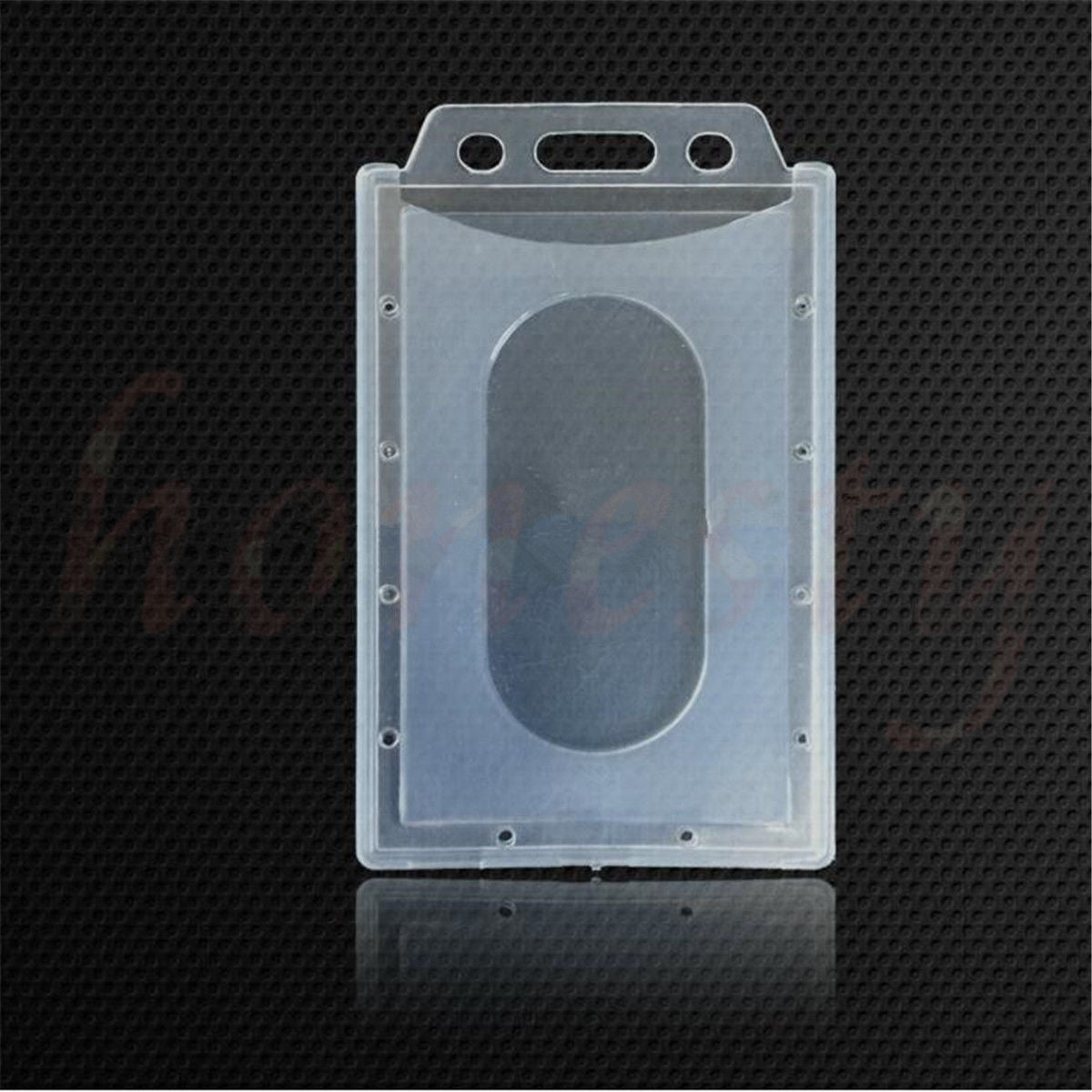 2PCS Vertical Hard Plastic ID Badge Holder Card Multi Transparent Clear