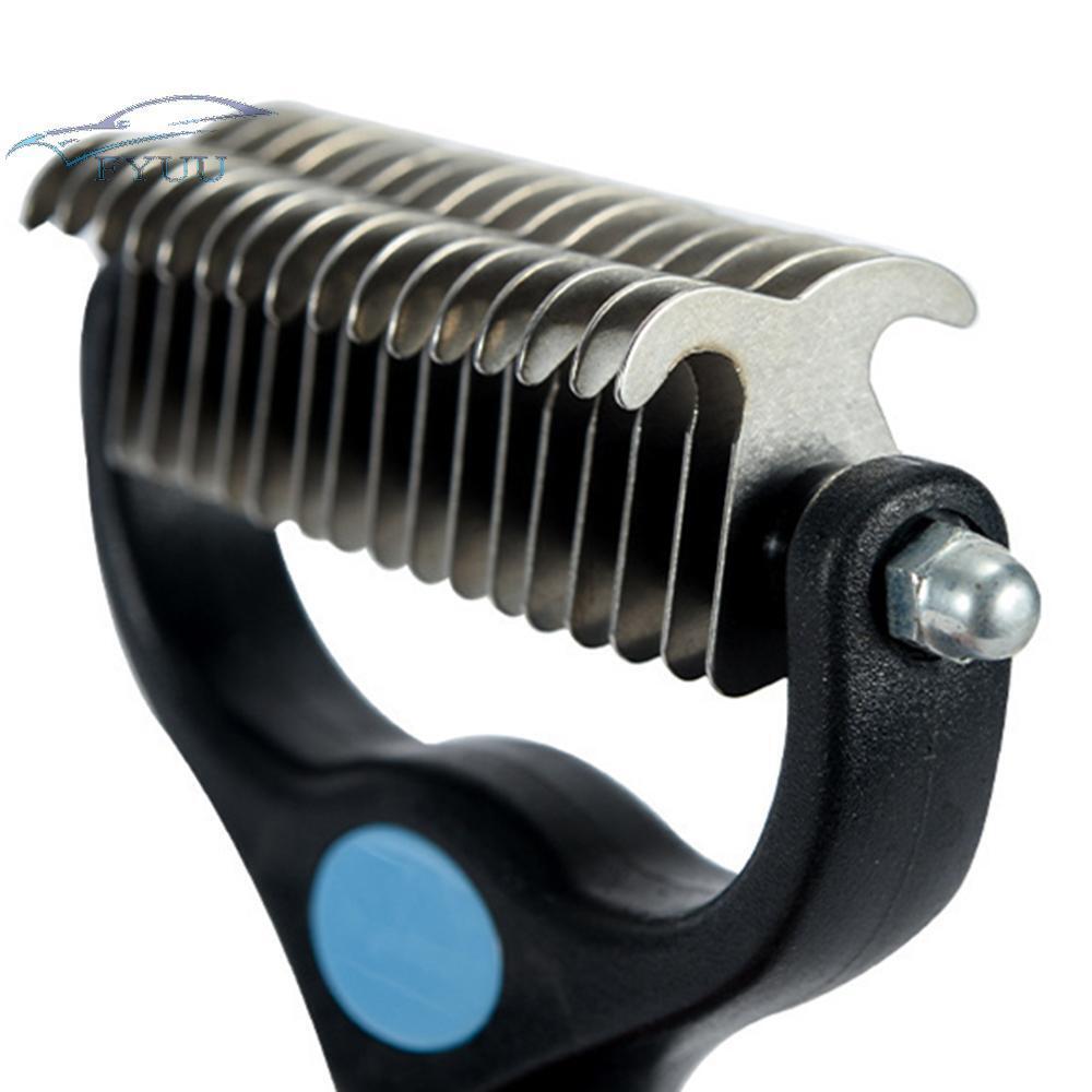 Blue Large Size Pet Grooming Tool 2 Side Undercoat Rake Effective Dematting Comb