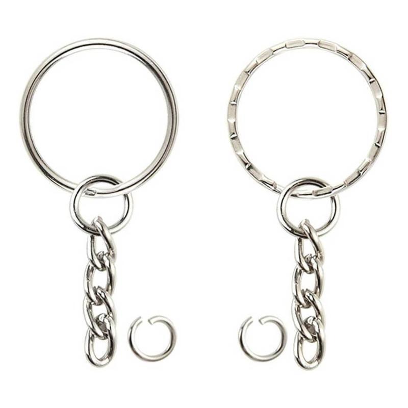 Metal Split Keychain Parts Key Chains with Open Jump Ring Make Your Own Key Ring