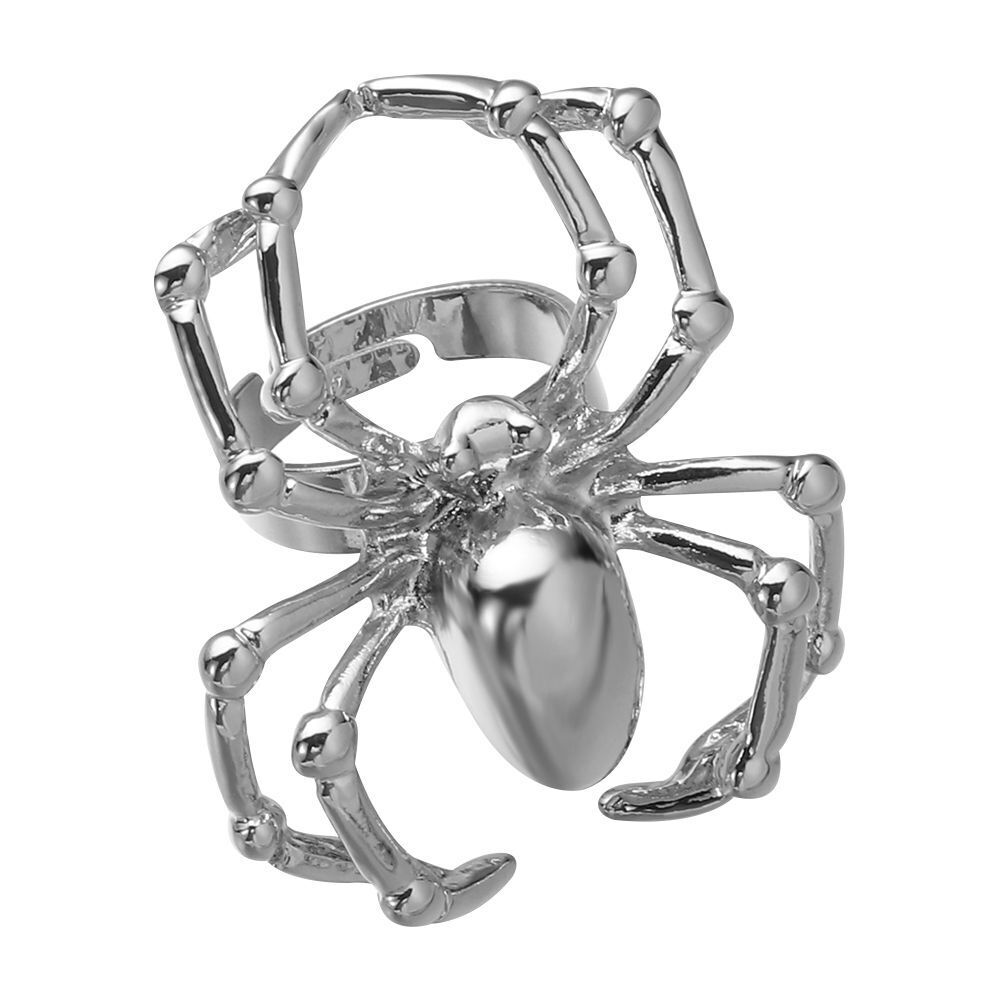 Stainless Steel Biker Promise Rock Punk Spider Ring Halloween Simulation Animal