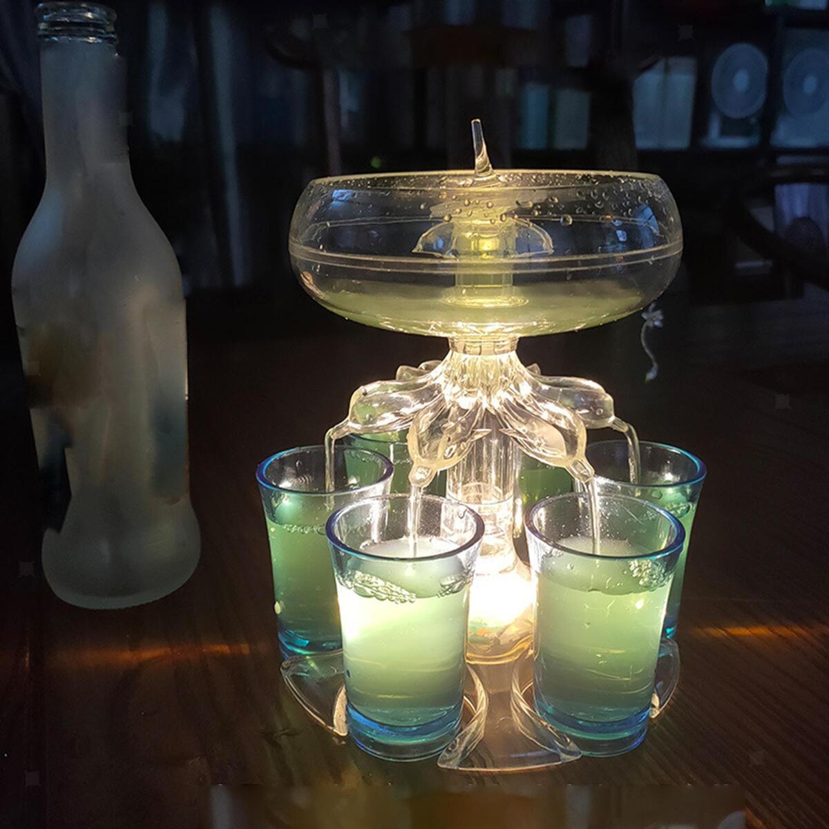 Reusable 6 Shot Glass Wine Dispenser Small Wine Glass and Wine Set for Bar