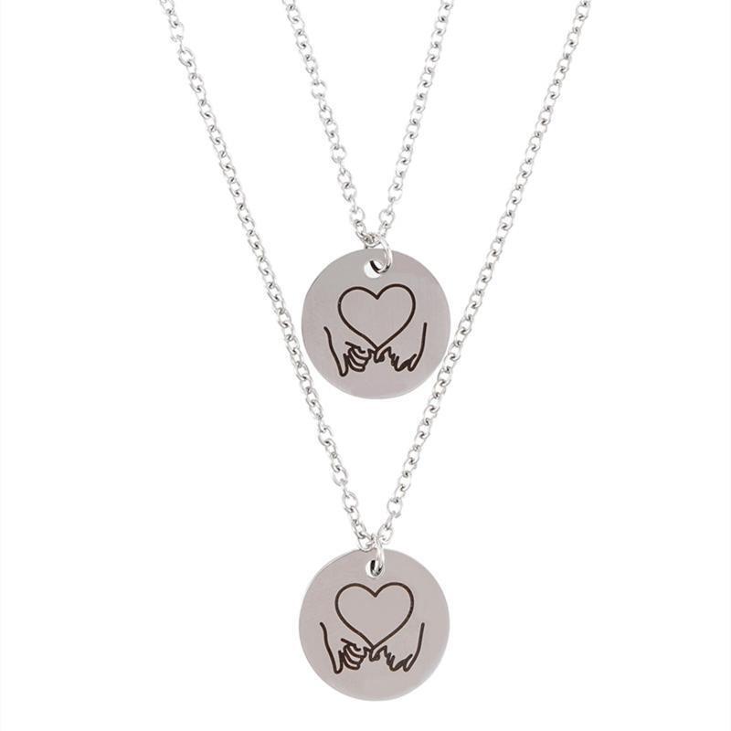 Korean Version Love Hook Round Card Couple Necklace Ins Cold Wind Simple Chain